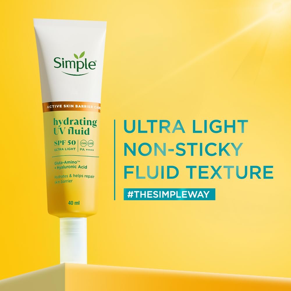 Simple Hydrating UV Fluid |SPF 50 PA++++ | With Hyaluronic Acid & GlutaAmino Technology| Sunscreen for Dry Skin & Sensitive Skin | 40ml thumbnail