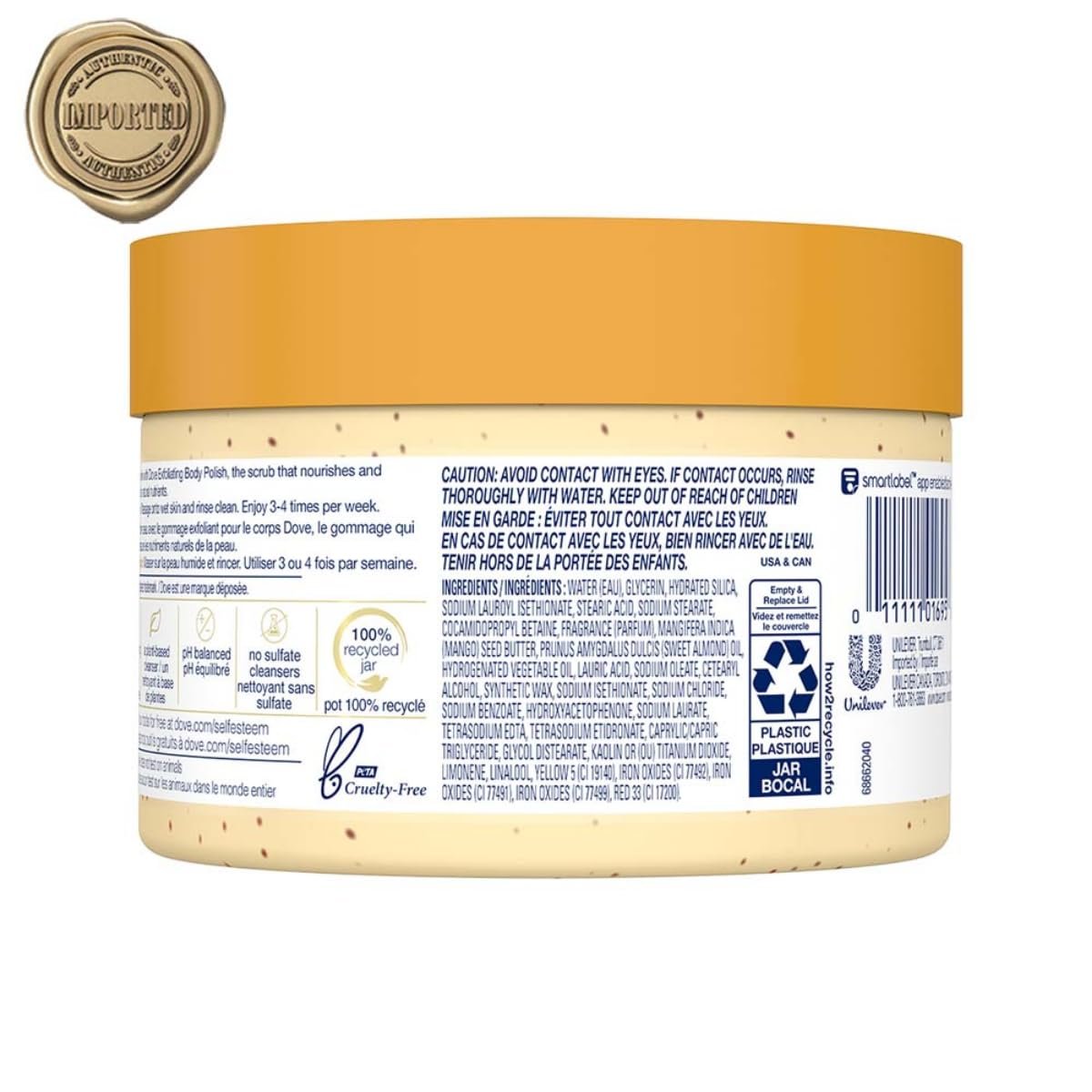 Dove Exfoliating Body Polish Scrub with Crushed Almond & Mango Butter – 298g | Gentle Exfoliation & Moisturization for Dry Skin | Sulfate-Free Formula for Soft, Smooth & Healthy-Looking Skin thumbnail