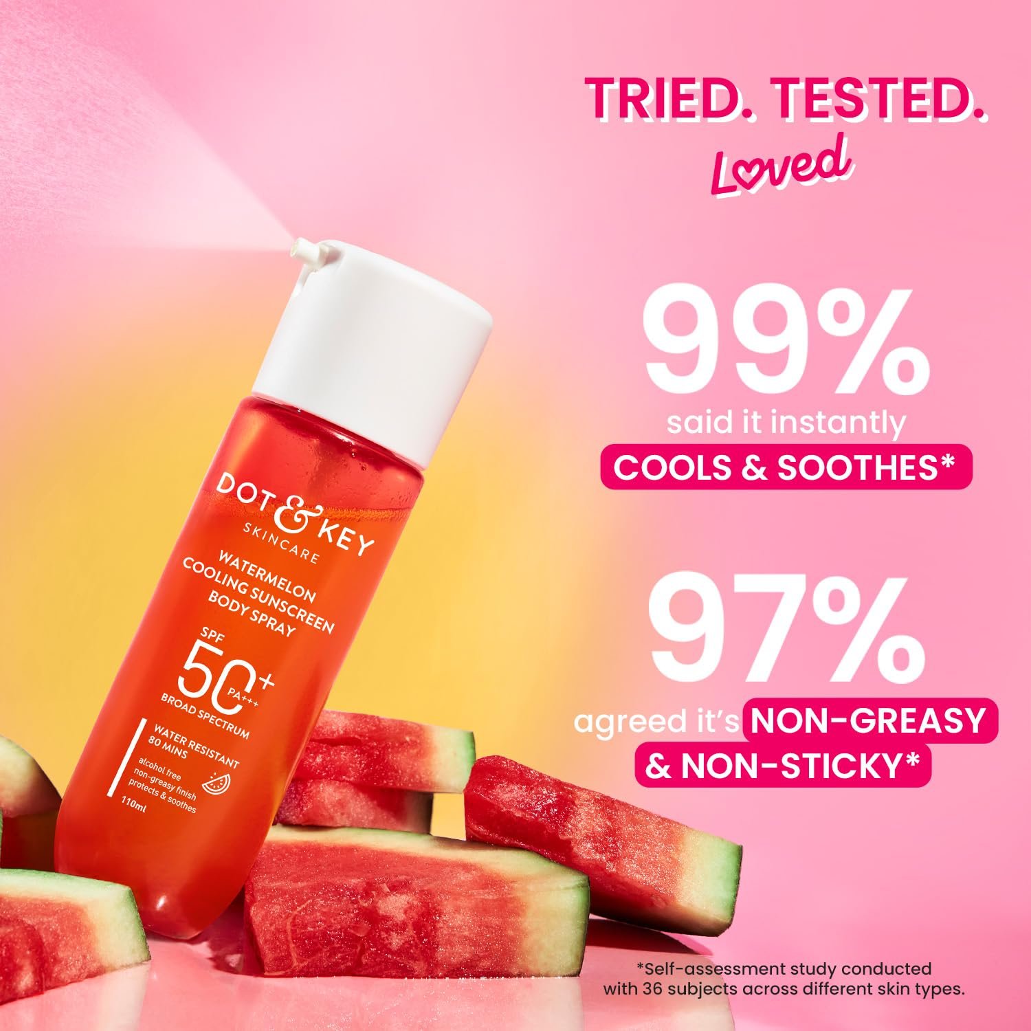 DOT & KEY Watermelon Cooling Sunscreen Body Spray Spf 50 Pa+++ For All Skin Types - 110Ml thumbnail