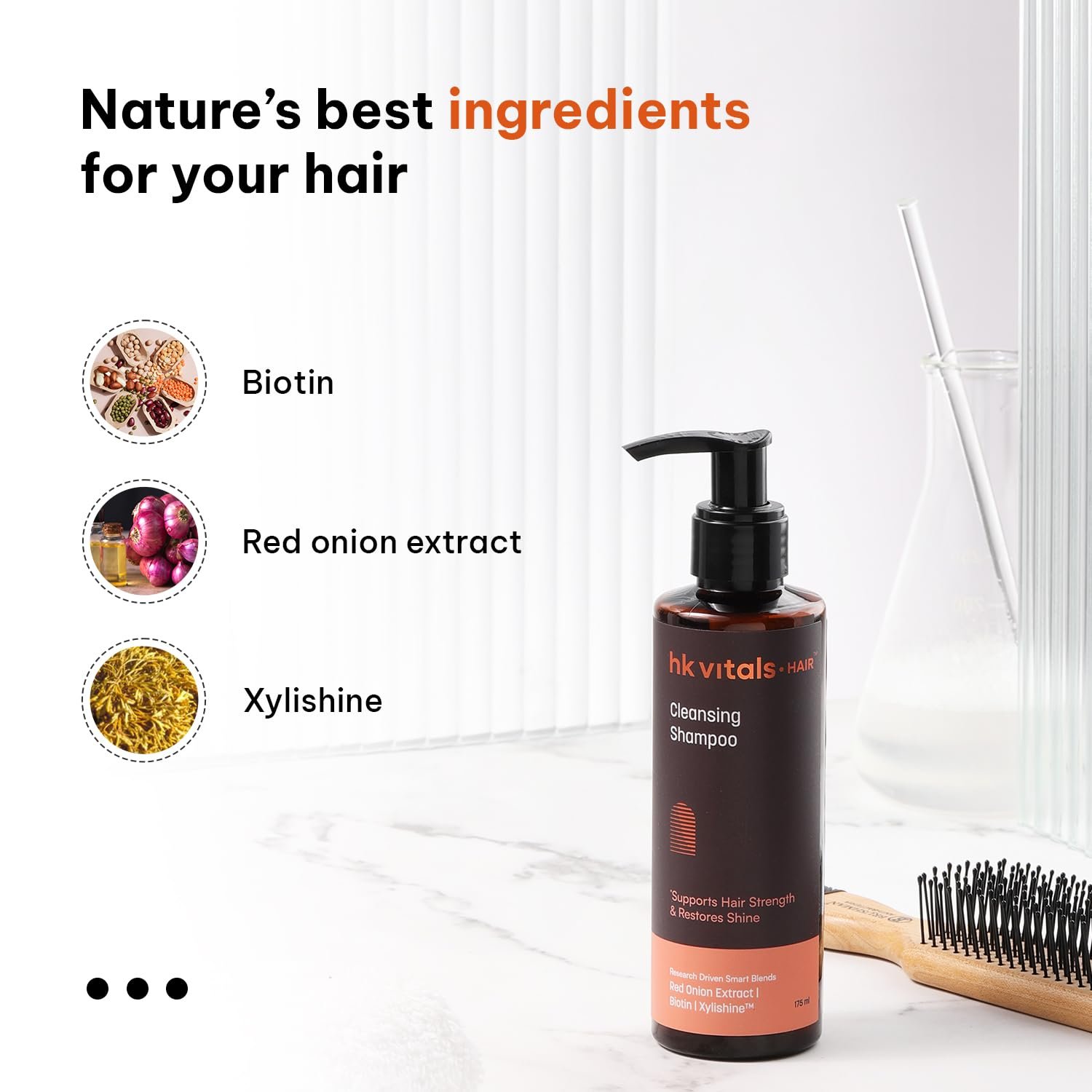 hk vitals Hair Cleansing Shampoo for Women & Men (175ml) | Supports Hair Strength & Restore Shine with Red Onion Extract | Biotin | Xylishine thumbnail