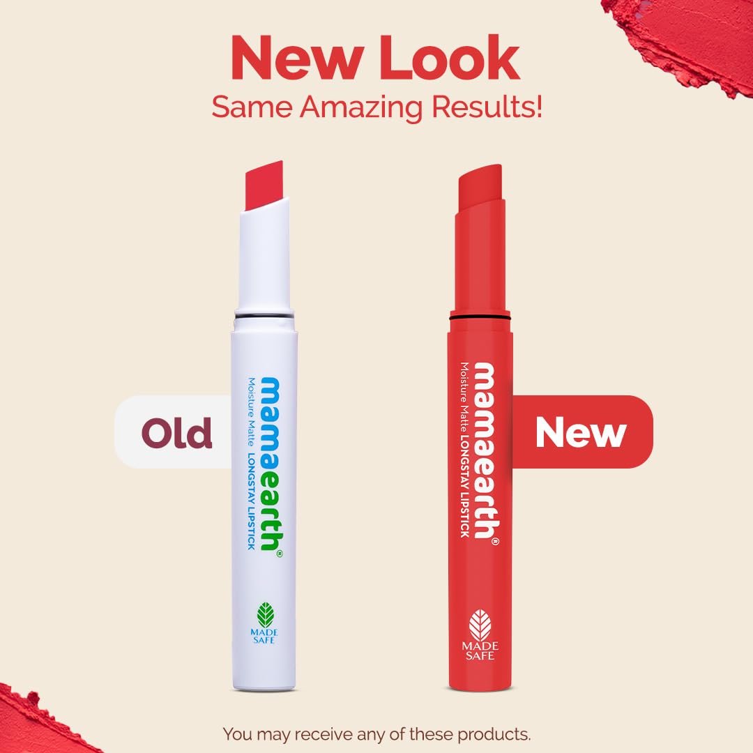 Mamaearth Moisture Matte Longstay Lipstick With Avocado Oil & Vitamin E For 12 Hour Long Stay-06 Melon Red - 2 G thumbnail