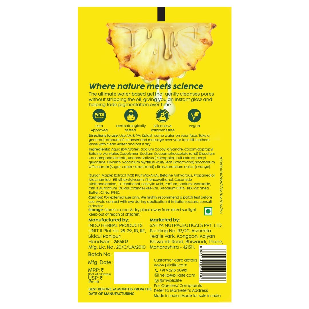 The Plant Fix Plix 5% Pineapple Foaming Facewash For Depigmentation,100ml | Cleanser For Skin Brightening & Even Toned Complexion | Free Of Sulphates, Paraben & Silicones thumbnail