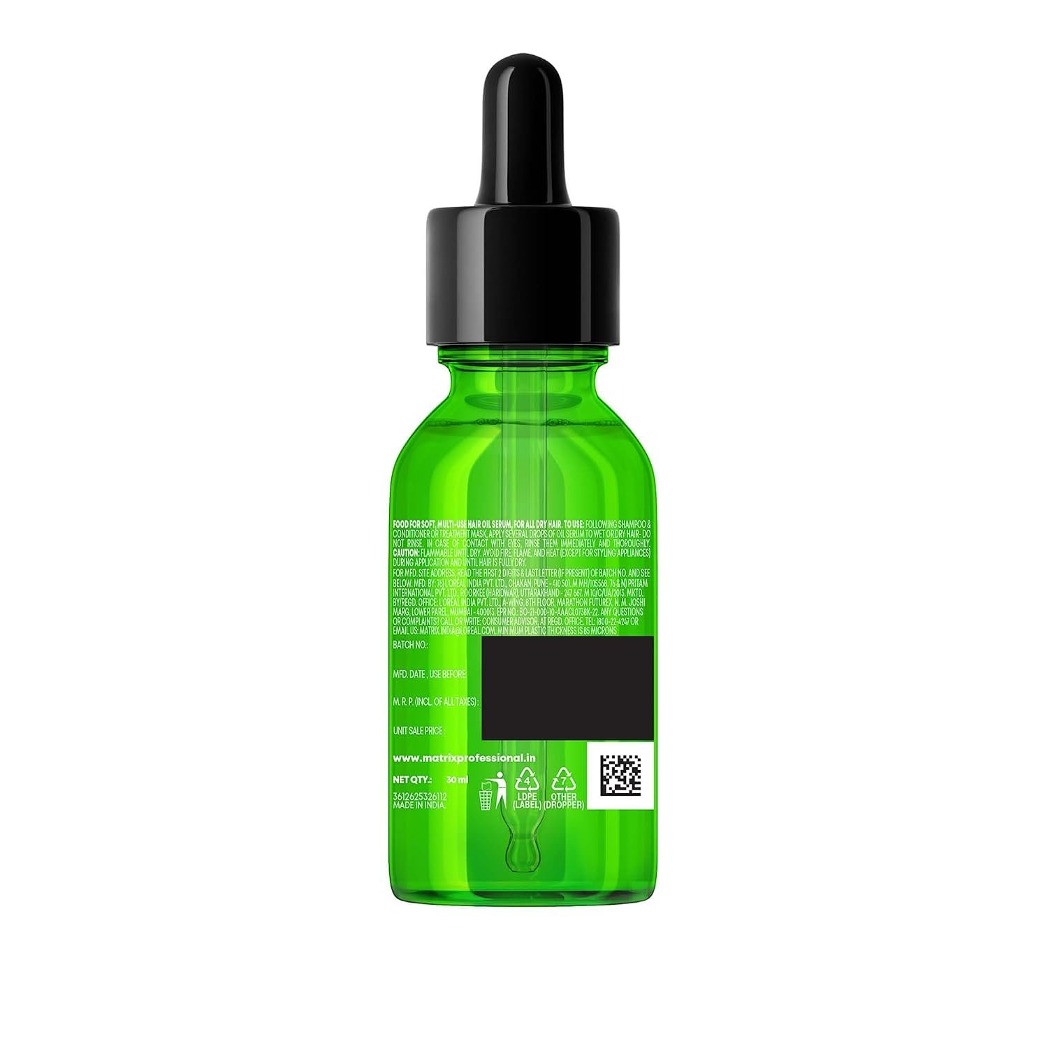 Matrix Professional Food For Soft Hair Oil Serum for Dry, Frizzy Hair | 5x More Hydration | 3 days of Softness| With Hyaluronic Acid & Avocado Oil 30ml thumbnail