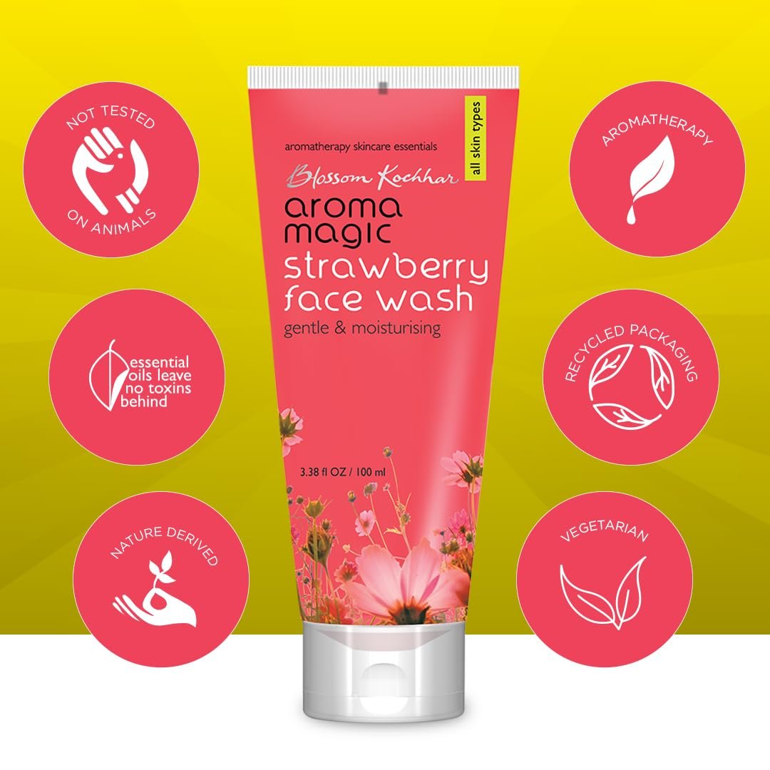 Aroma Magic Moisturizing Strawberry Face Wash | with Aloe Vera Extract & Ylang Ylang Essential Oil | All Skin - 100 ml thumbnail