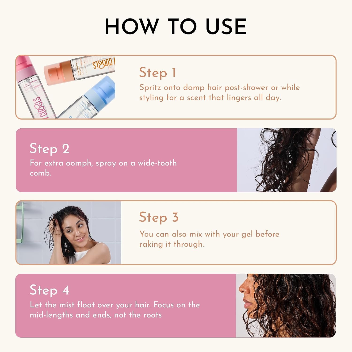 Fix My Curls Hair Mist Trio | Warm Vanilla, Crystal Aqua, Floral Bouquet | 100ml Each thumbnail