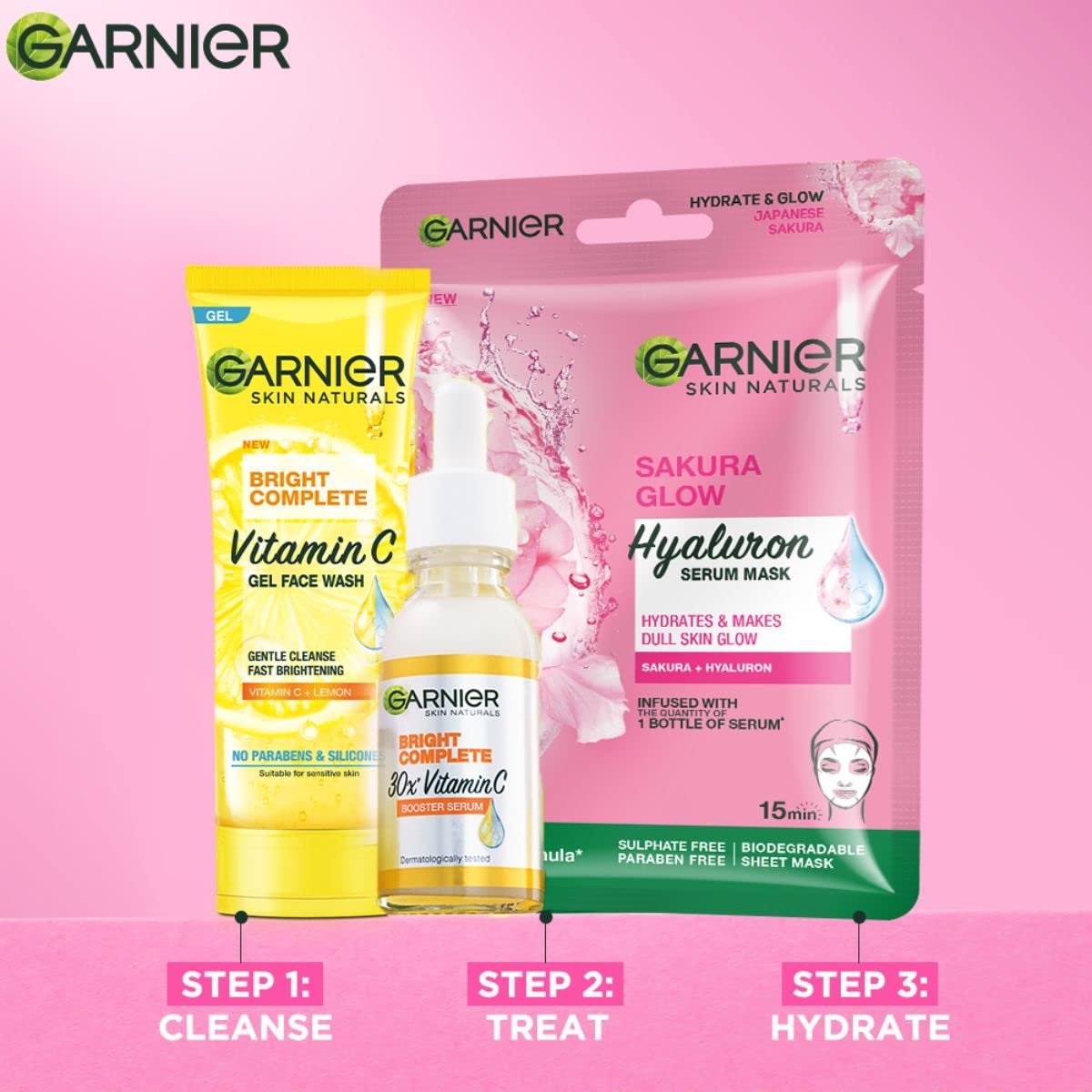 Garnier Skin Naturals, Sheet Mask, Hydrating & Increases Glow, Sakura Glow, 28g thumbnail