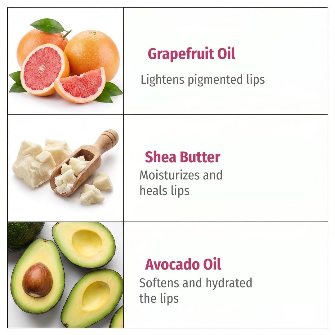 Vilvah Grapefruit Lip Balm for Dry, Chapped & Cracked Lips | Heals, Nourishes, Hydrates & Adds Natural Tint | Nourishing Shea Butter Formula | 10g thumbnail