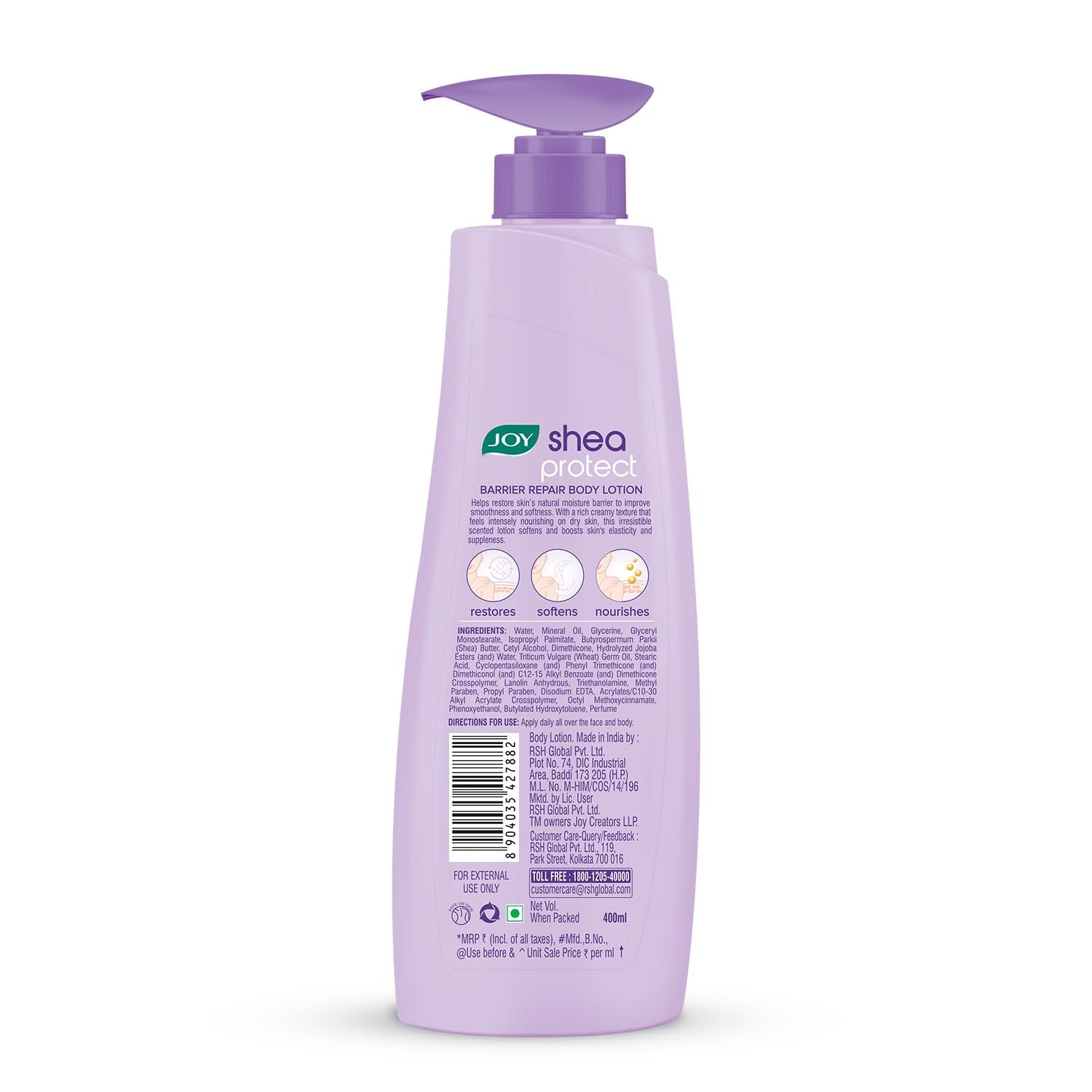Joy Shea Protect Winter Body Lotion 400ml | For Skin Barrier Repair | 48 Hour Nourishment WIth Ceramide & Shea Butter | Fast Absorbing & Non Greasy Lotion | Velvety Soft Skin | thumbnail