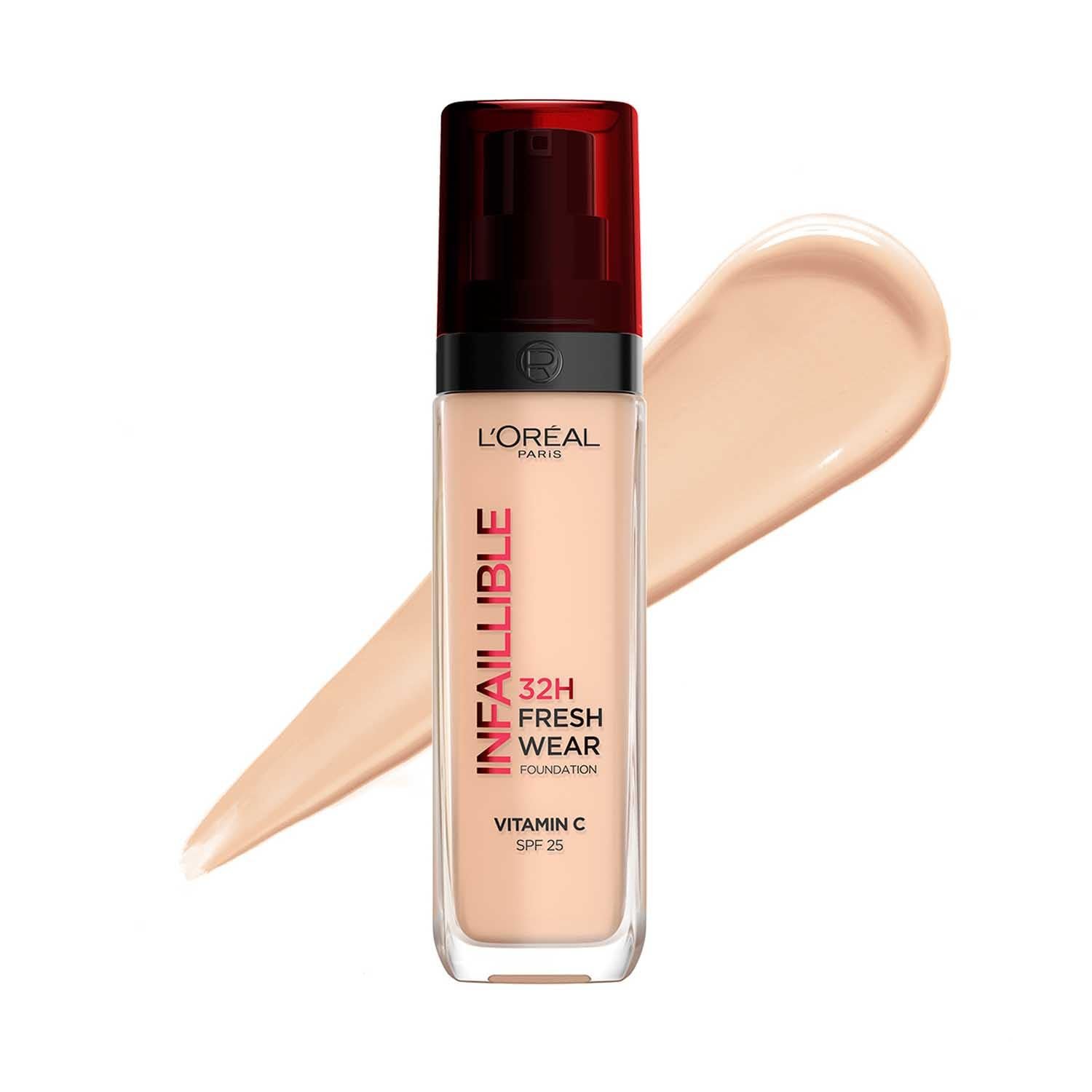 L'Oreal Paris Liquid Foundation, Oil Absorbing Formula, Transferproof, Heatproof and Long-lasting, Infaillible 32H Fresh Wear, 145 Rose Beige, 30ml thumbnail