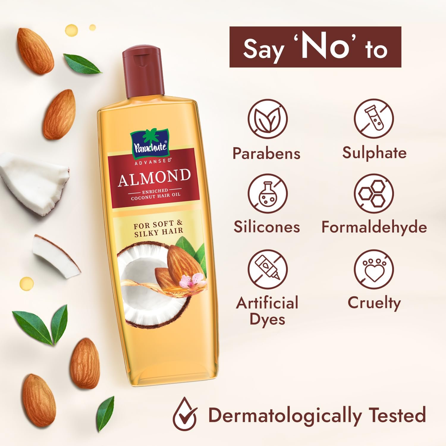 Parachute Advansed Almond enriched Coconut Hair Oil with Vitamin E 300ml| Helps Control Hair Fall|  For Men & Women thumbnail