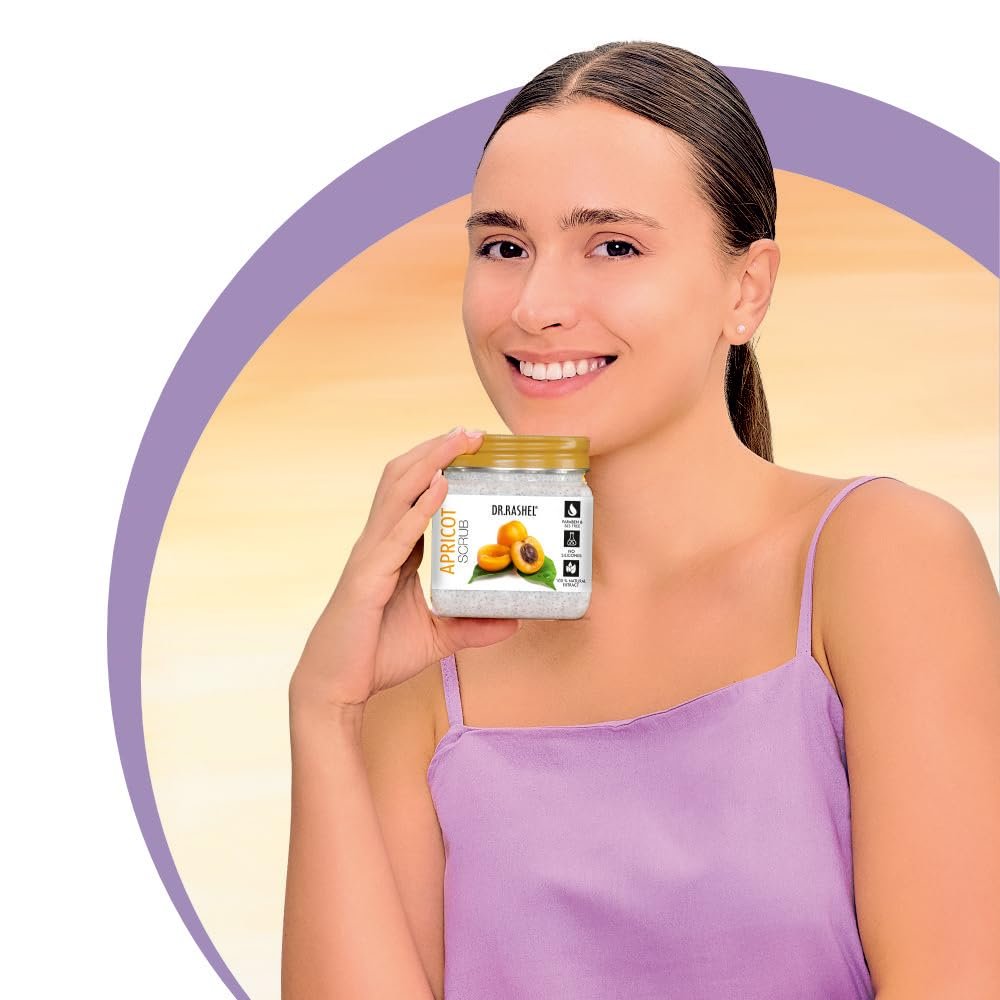 DR.RASHEL Apricot Scrub For Face & Body (380 Ml) | All Skin |Cleanser Scrub For Deep Exfoliation | Dead Skin Remover| Tan Removal | Blackhead Remover thumbnail
