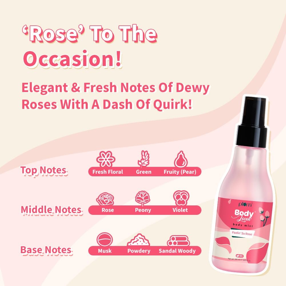 Plum BodyLovin' Feelin' So Rose Body Mist | Long Lasting Floral Fragrance For Women With Fresh Floral, Rose & Musk Body Spray 150 ml thumbnail