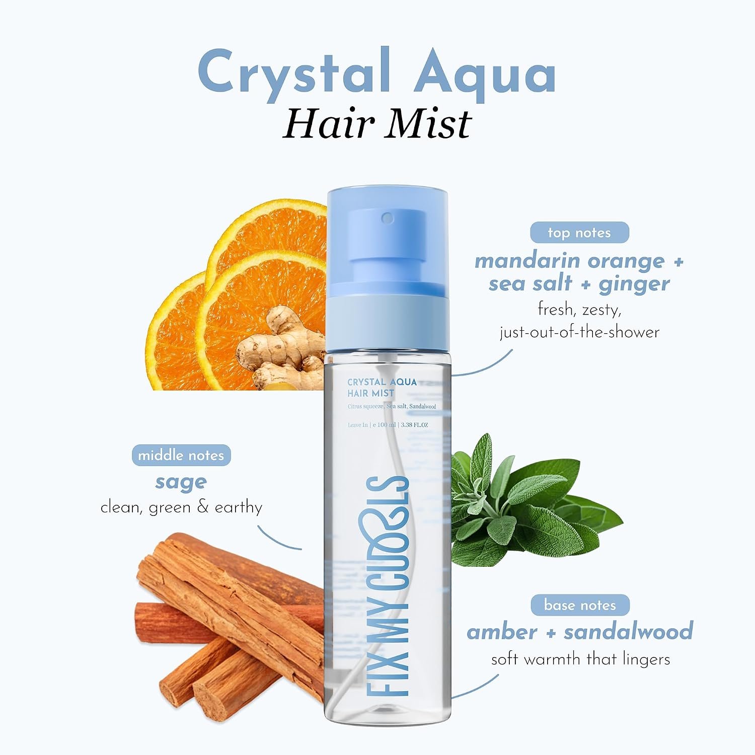 Fix My Curls Hair Mist Trio | Warm Vanilla, Crystal Aqua, Floral Bouquet | 100ml Each thumbnail