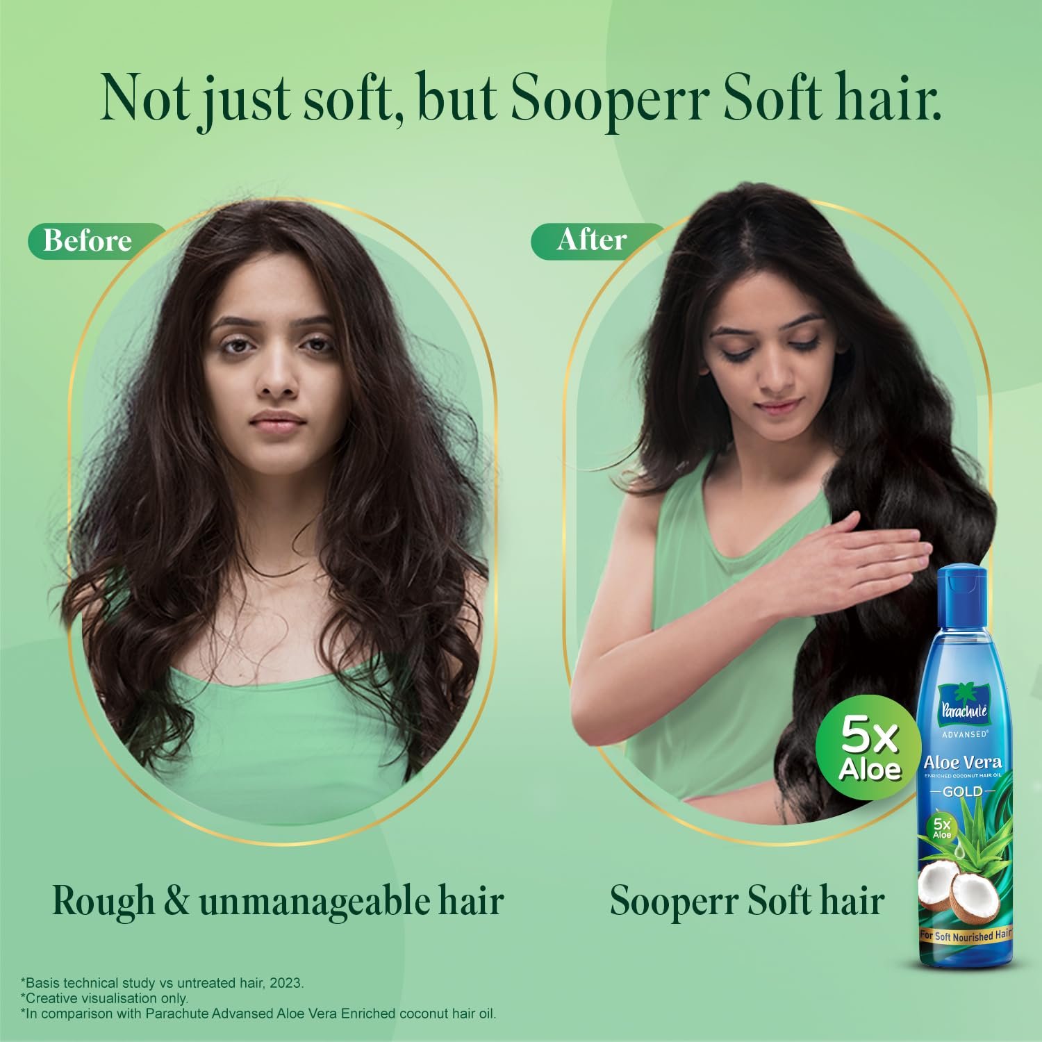 Parachute Advansed Aloe Vera Enriched Coconut Hair Oil Gold | 5X Aloe Vera With Coconut Oil| Makes Hair Sooperr Soft | 400ml thumbnail