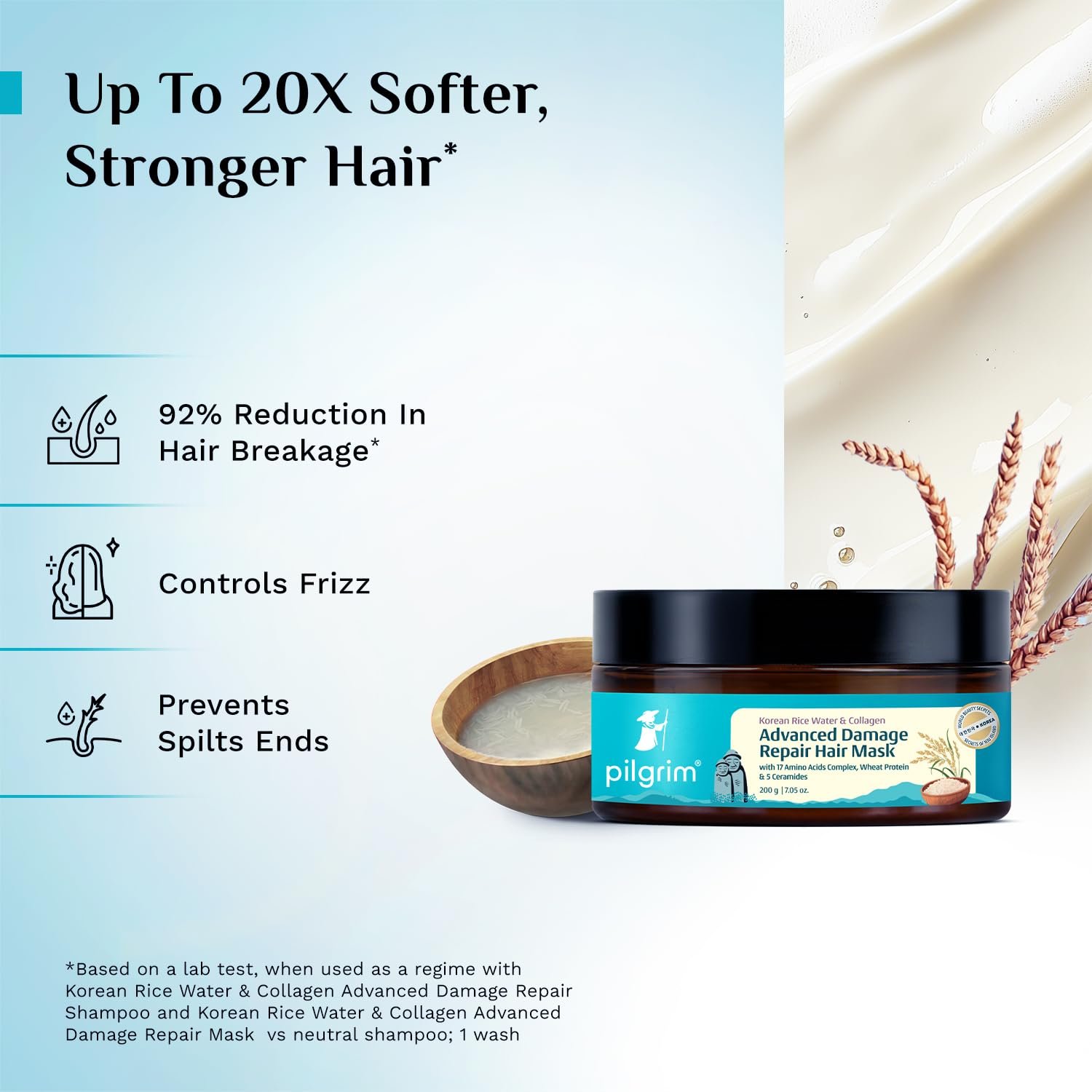 Pilgrim Unscented Korean Rice Water & Collagen Advanced Damage Repair Mask - 200ml thumbnail