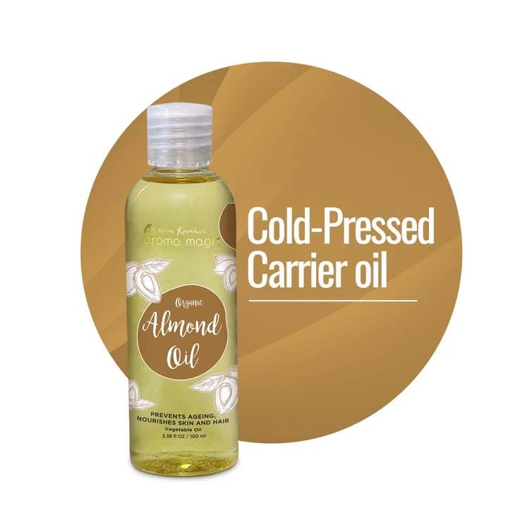 Aroma Magic Organic Almond oil for Body, Skin & Hair with Prunus dulcis oil that Prevents aging, nourishes hair & skin, relieves itching & muscle pain ? 100ml thumbnail