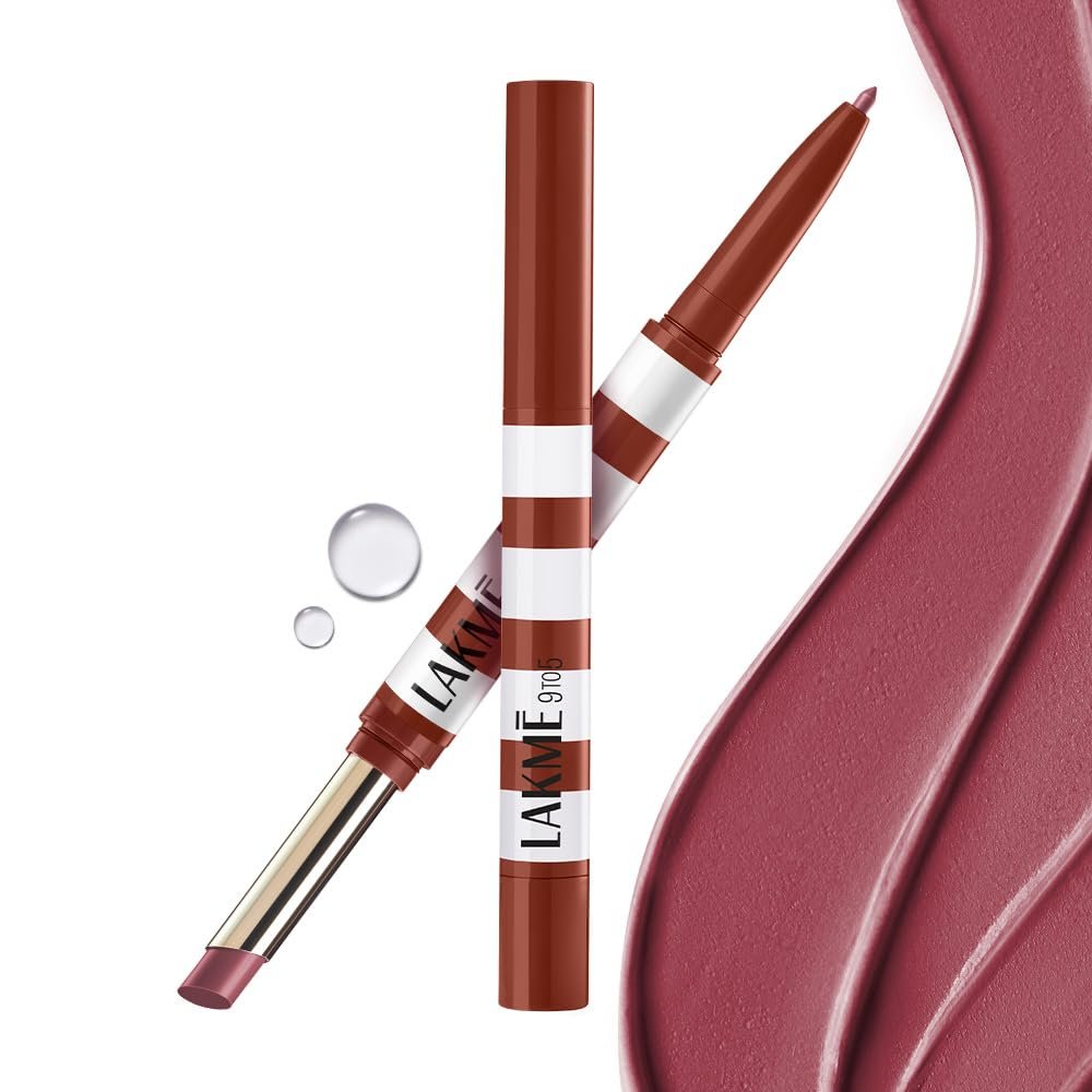 Lakme 9to5 Hya Beach Edit, Lipstick + Liner Duo, Pro Pink Medium, Infused with Hyaluronic Acid, Vitamin E, Jojoba Oil, Comfortable Matte Finish, SPF Powered, Hydrating Lipstick, 2+0.2 g thumbnail