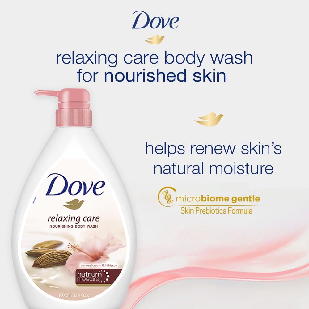 Dove Relaxing Almond Cream & Hibiscus Body Wash – 1L | Nourishing Cleansing for Soft, Smooth & Replenished Skin with a Sweet, Soothing Scent thumbnail