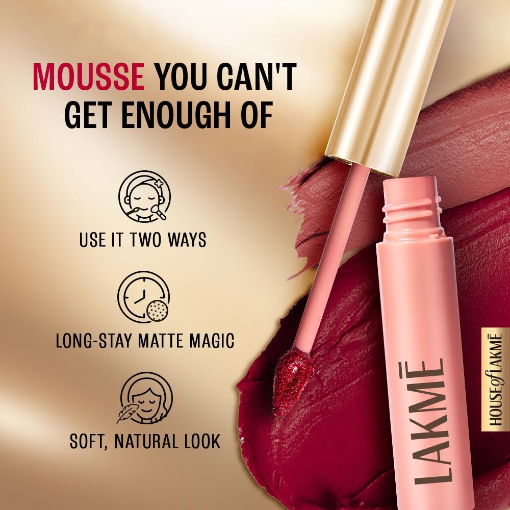 LAKMÉ 9 To 5 Weightless Mousse Matte Lip & Cheek Color, Coffee Lite, 9 G thumbnail