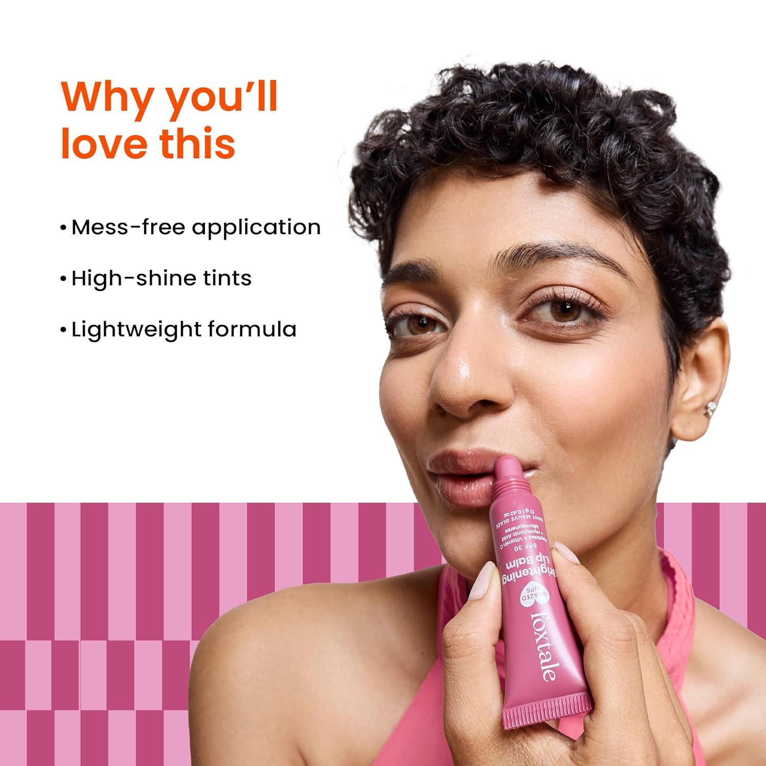 Foxtale SPF 30 Brightening Lip Balm for Dark Lips with Peptides & Vitamin C | Brightens | Hydrates | Tinted Lip Balm - Light Mauve Glaze 12gm thumbnail