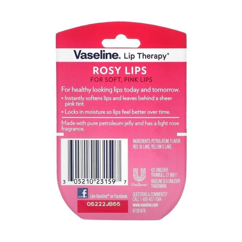 Vaseline Lip Therapy Rosy Lips | Tinted Balm for Soft Pink Finish | 72Hr Moisturization | Rosy Floral Fragrance | 7g thumbnail