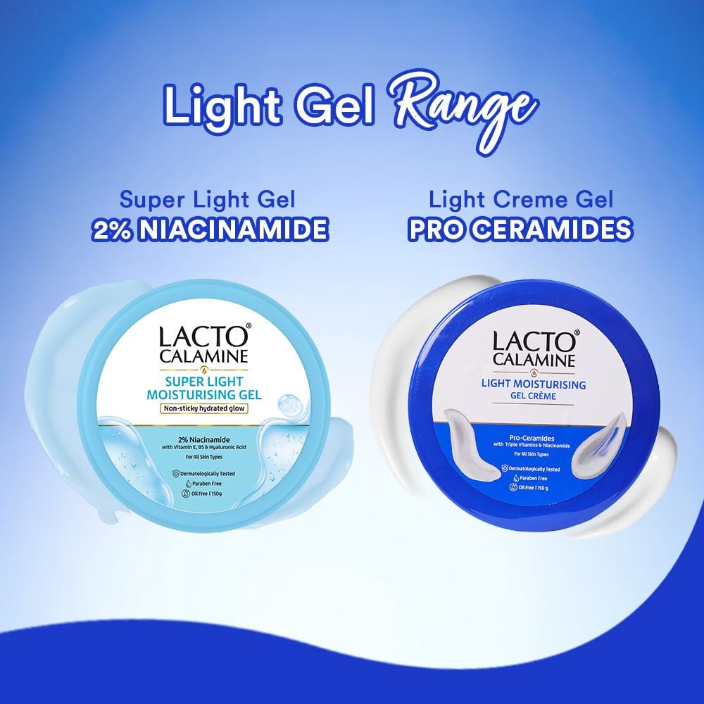 Lacto Calamine Light Moisturising Gel Crème| Pro Ceramides, Niacinamide & Triple Vitamins| Moisturizer Suitable for oily skin|150G| thumbnail
