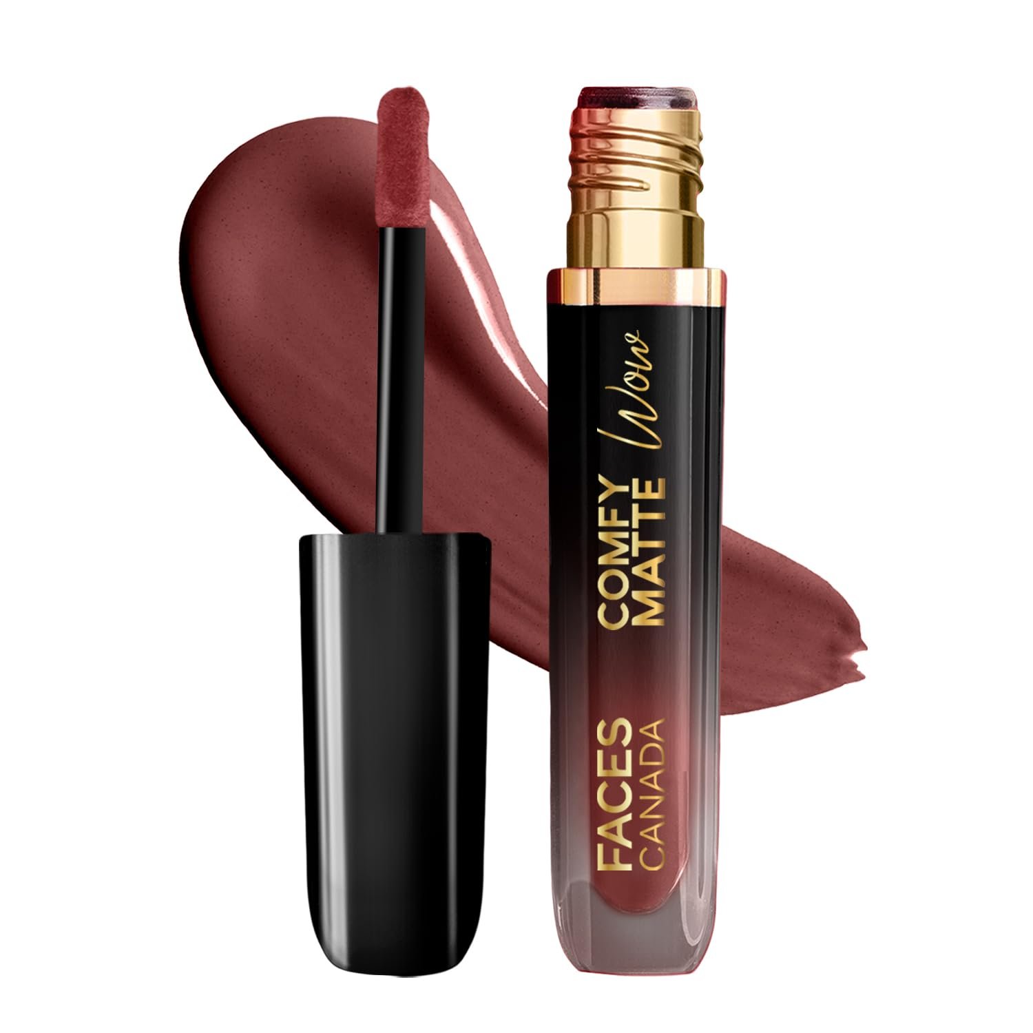 FACES CANADA Comfy Matte Wow Liquid Lipstick - Cocoa Crush 07 (Brown) 3.8ml | One Swipe Application | Highly Pigmented | Comfortable Wear | Glides Smoothly | Long Lasting thumbnail