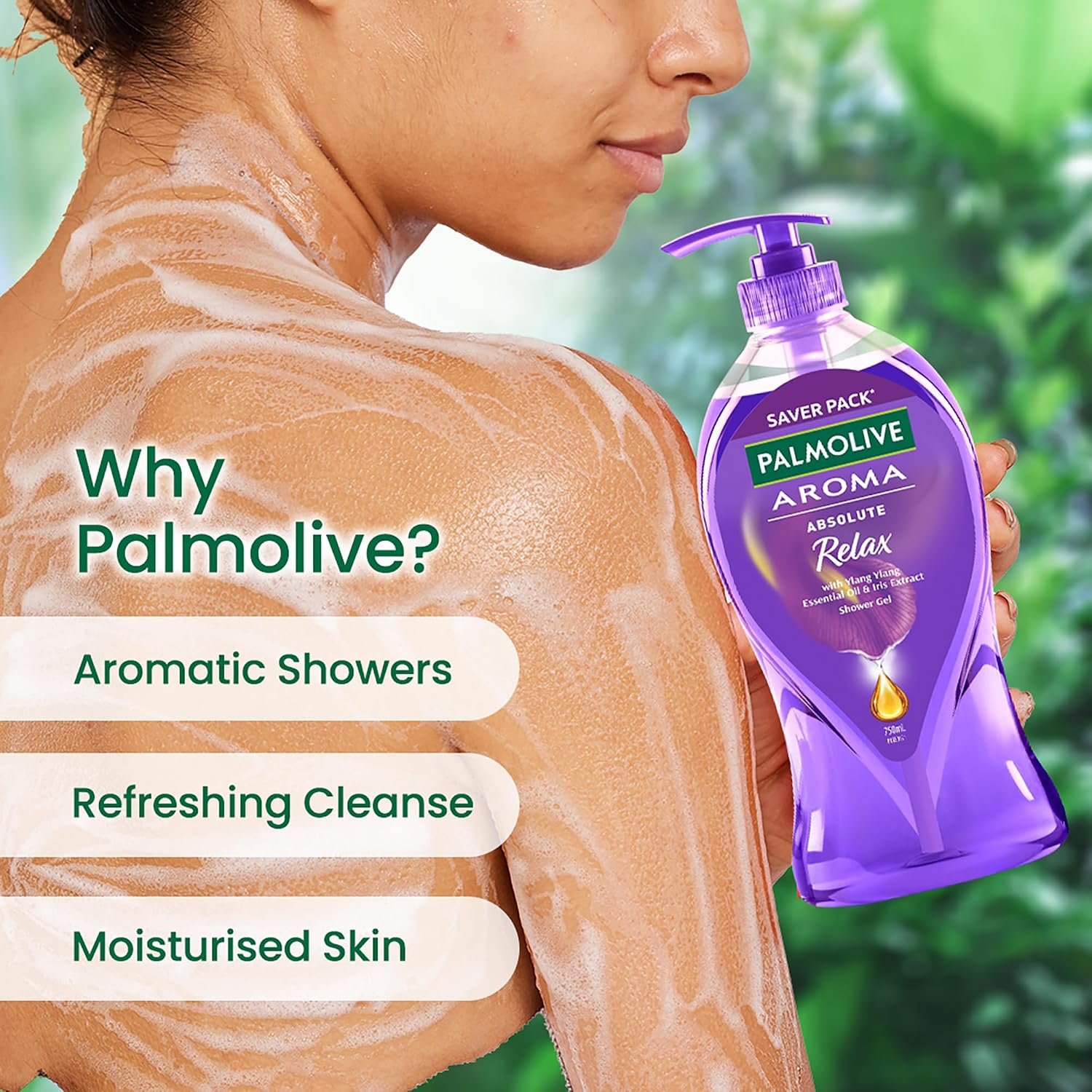 Palmolive Aroma Absolute Relax Body Wash, Gel Based Shower Gel with 100% Natural Ylang Ylang Essential Oil & Iris Extracts - pH Balanced, No Parabens, No Silicones, 750ml Pump thumbnail