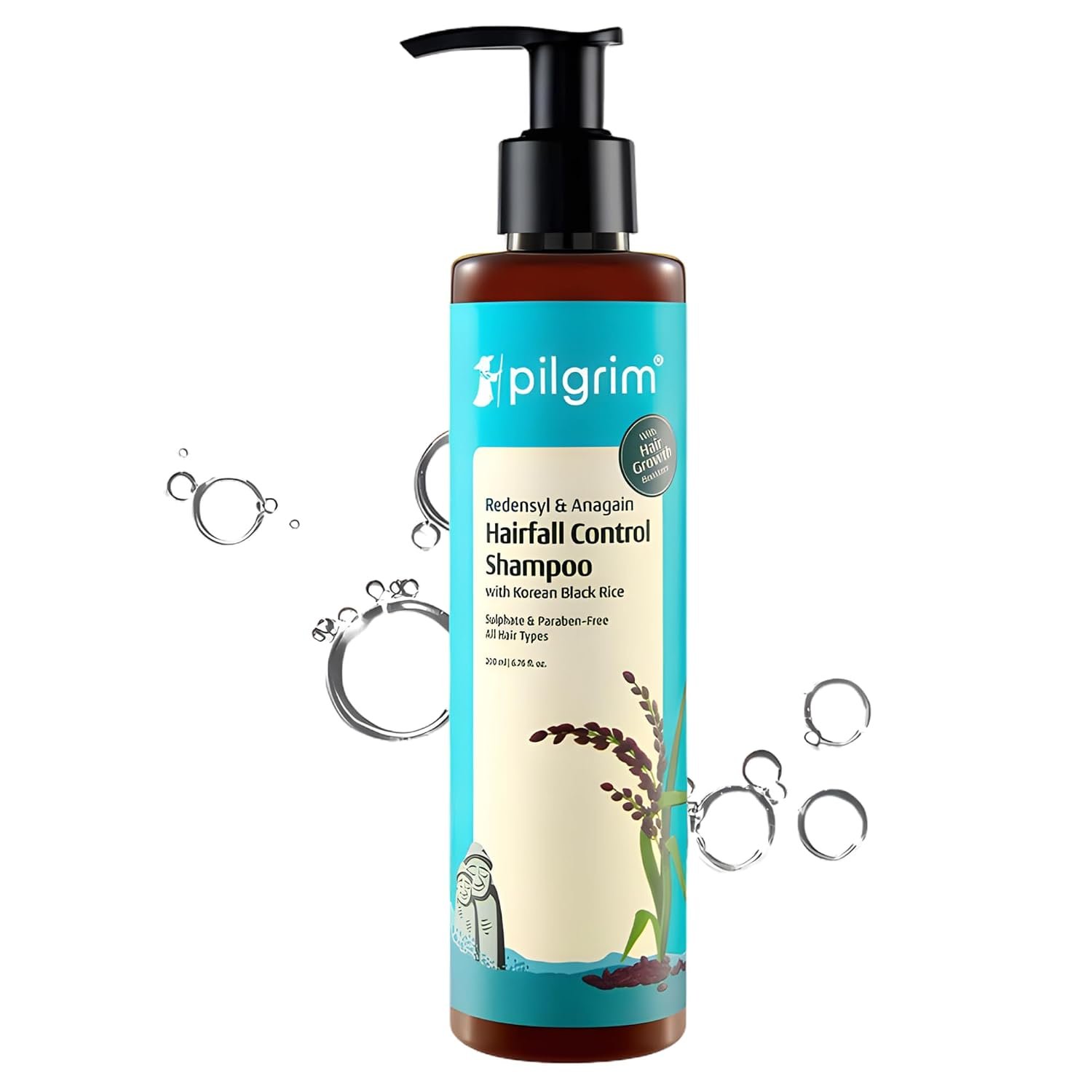 Pilgrim Redensyl & Anagain Hairfall Control Shampoo with Korean Black Rice 200ml | Anti Hairfall shampoo for Men & Women | Reduces Hairfall | Promotes Hair Thickness | For All Hair Types thumbnail
