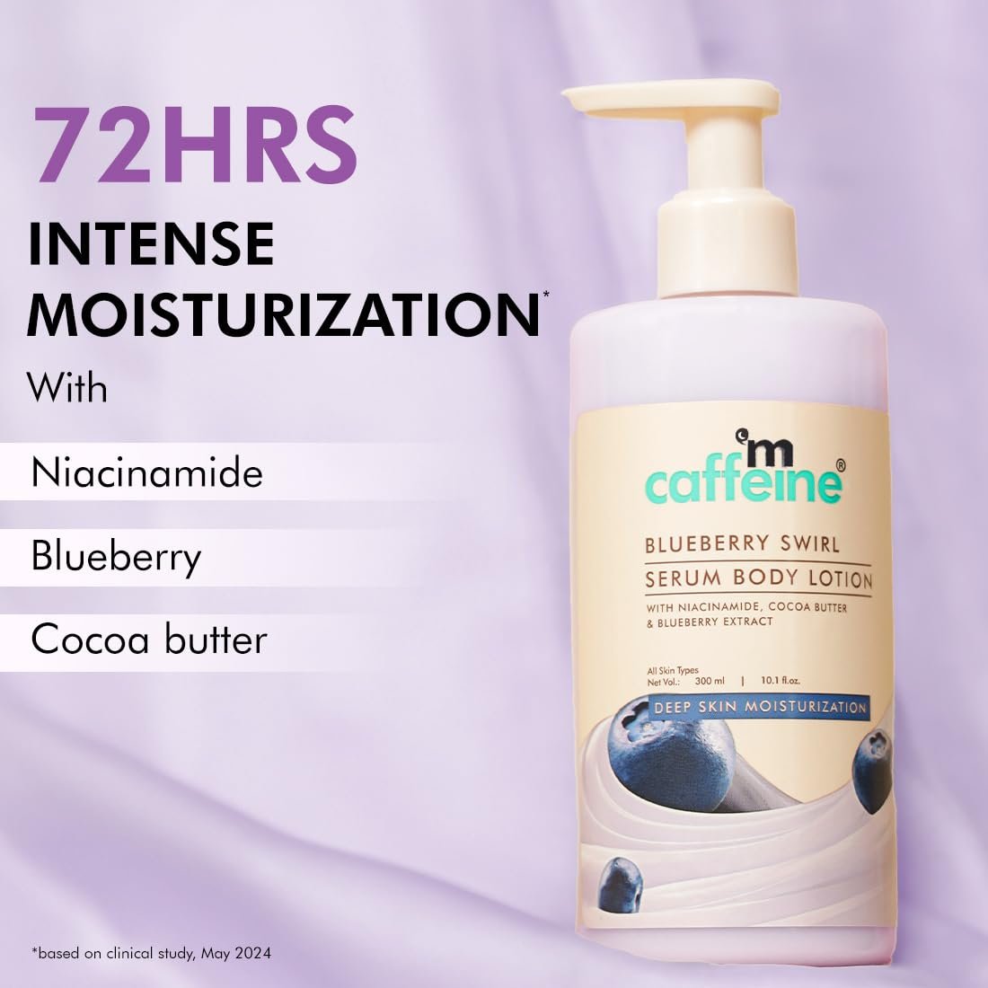 mcaffeine Blueberry Swirl Serum Body Lotion For Women And Men | Dry Skin | Lightweight Moisturizer, Non-Greasy & Non-Sticky |  Soft & Smooth Lotion For All Skin - 300ml thumbnail