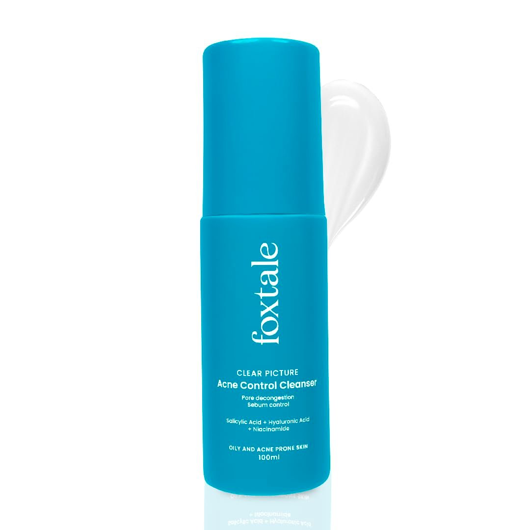 Foxtale 2% Salicylic Acid Face Wash for Oily & Acne Prone Skin, Controls Oil & Kills Acne Causing Bacteria, Acne Control Cleanser for Men & Women - 100 ml