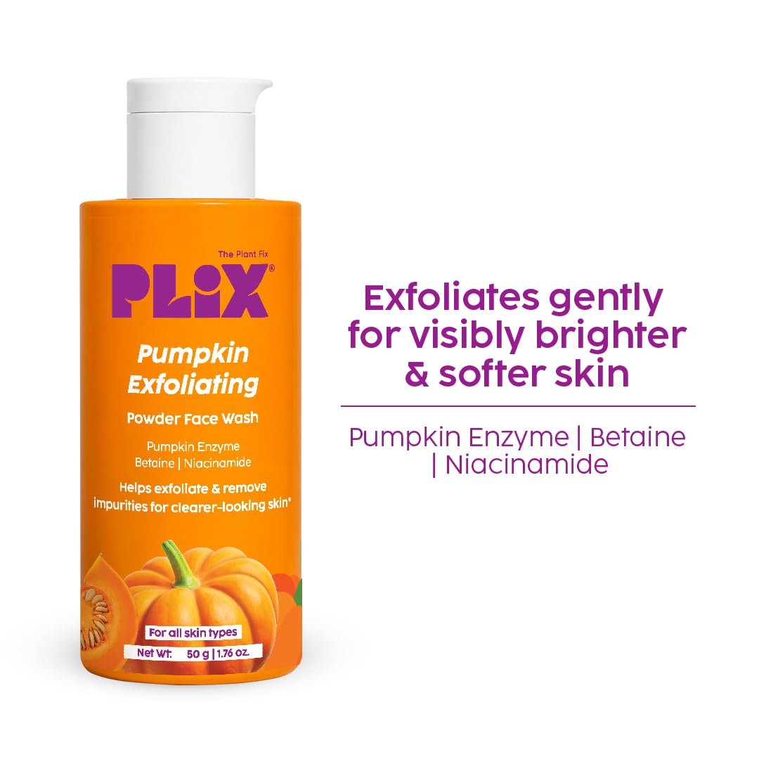 PLIX The Plant Fix Pumpkin Powder Cleanser | Gentle Exfoliating Face Cleanser for Brighter, Smoother & Fresh-Looking Skin | Helps Remove Dead Skin & Impurities | Daily Skincare thumbnail