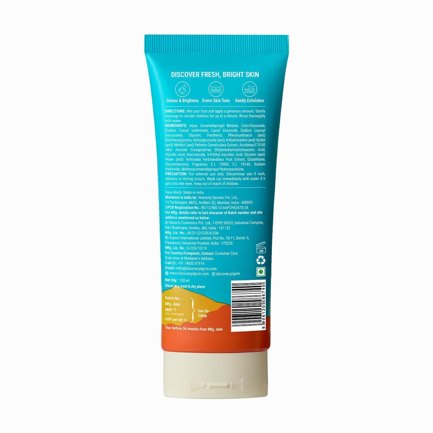 Pilgrim Vitamin C Brightening Gel Face Wash For Glowing Skin - 100ml Triple Glow with Niacinamide & Glutathione, Australian Kakadu Plum, Deep Cleanse, Brightens, Even Tone & Gently Exfoliate thumbnail