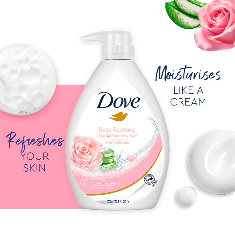 Dove Soothing Rose & Aloe Vera Body Wash for Replenished Skin – 1L | Refreshing Scent for Soft, Smooth & Nourished Skin thumbnail