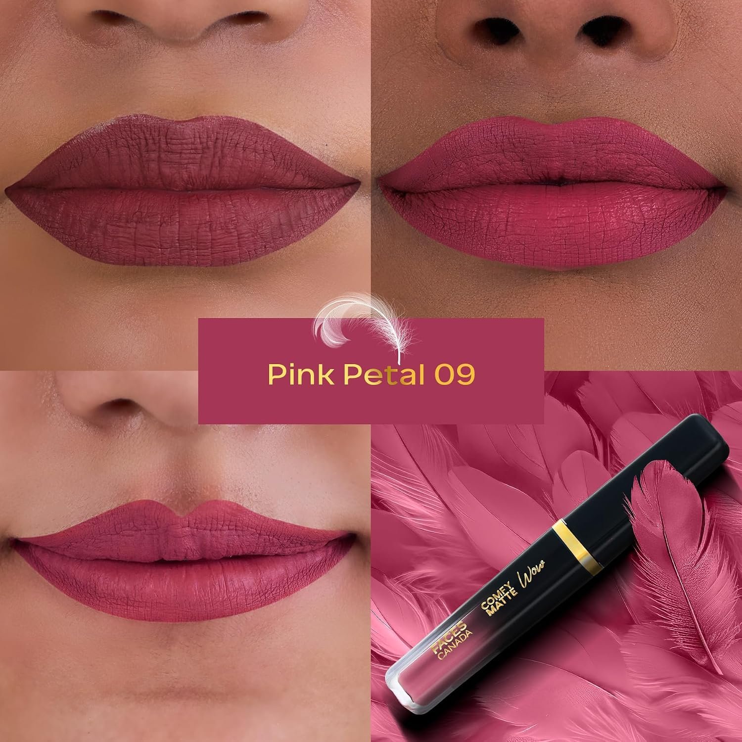 FACESCANADA Comfy Matte Wow Liquid Lipstick Pink Petal 09 3.8ml | One Swipe Application | Highly Pigmented | Comfortable Wear | Glides Smoothly | Long Lasting thumbnail