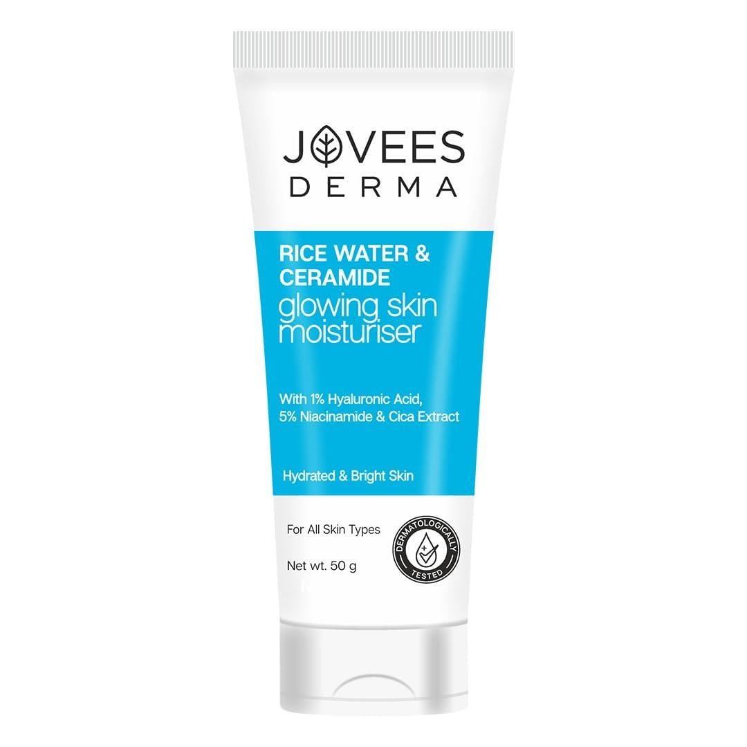 Jovees Derma Ceramides Moisturizer with Hyaluronic & Rice Water for Intense Moisturizing and Brightens Skin | With Niacinamide & Cica Extract | Barrier Repair Cream | For All Skin Type 50g