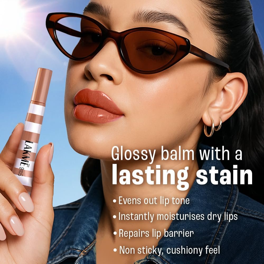 Lakme 9to5 Hya Beach Edit Lip Gloss Stain -1 Chocolate Temptation, Long Lasting Stain, For Soft and Nourished Lips, with Linoleic Acid & Hyaluronic Acid, SPF 15 | 10ml thumbnail