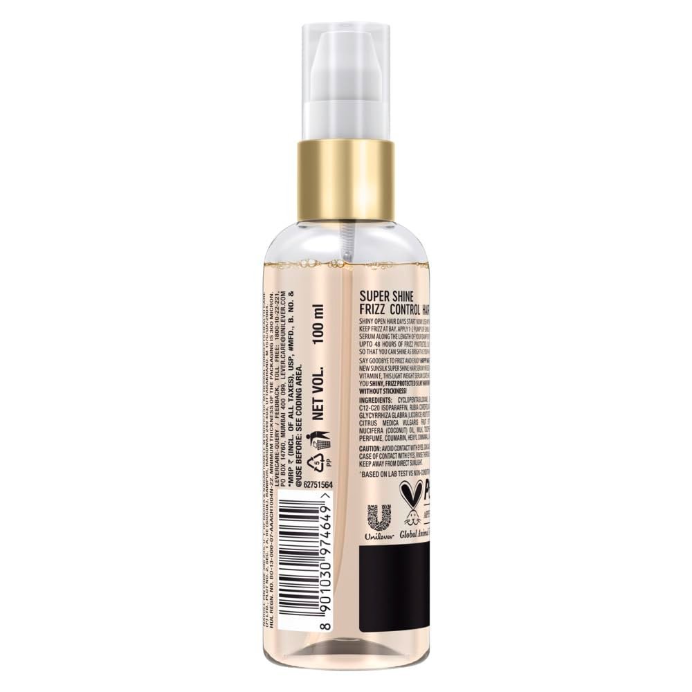 Sunsilk Super Shine Hair Serum For Dry frizzy Hair, Vitamin E Nourishment, 48 hour frizz free, non-sticky, 100ml thumbnail