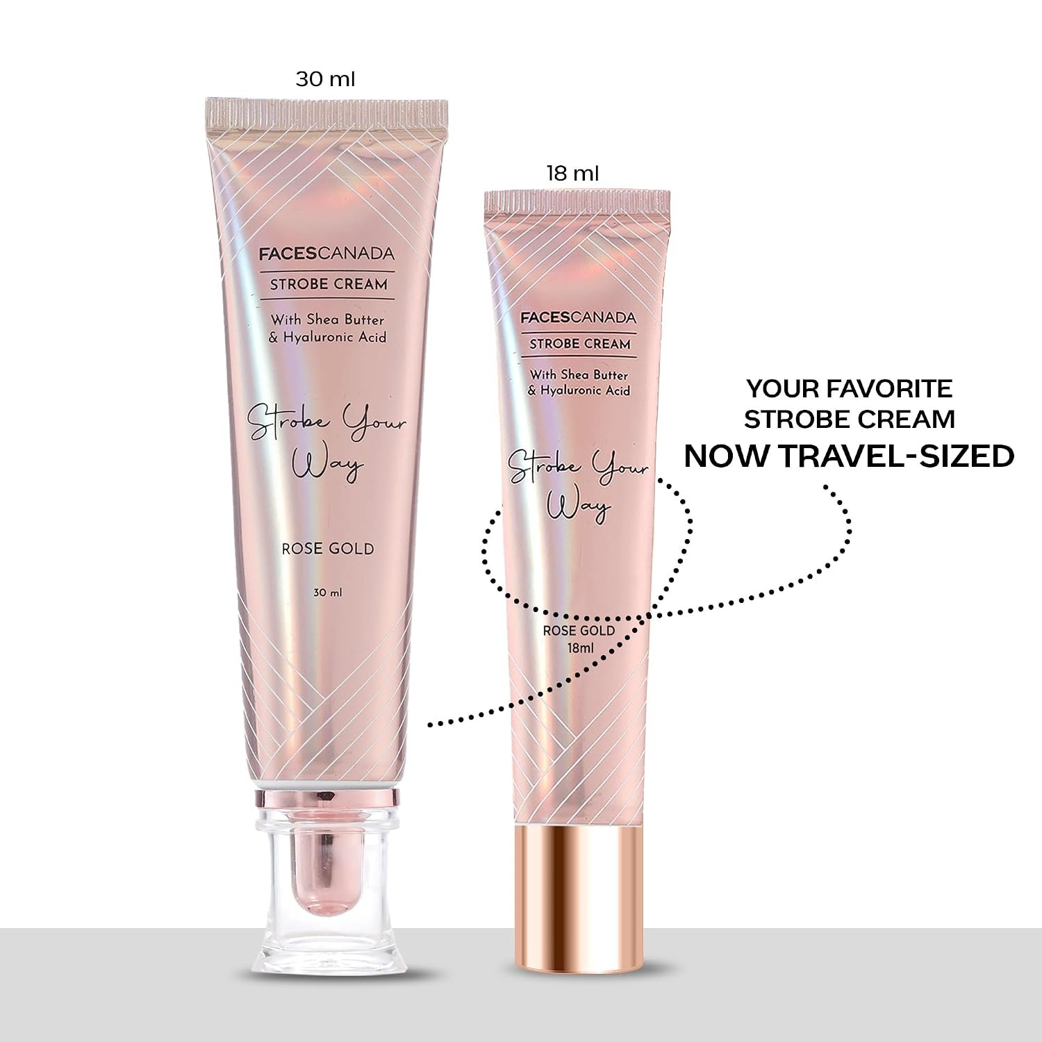 FACES CANADA Strobe Cream Mini- Rose Gold, 18ml | Flawless Radiant Dewy Skin | Illuminating & Glowing Makeup Base thumbnail
