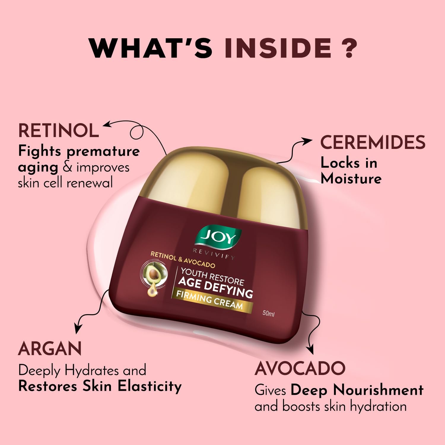 Joy Revivify Retinol & Avocado Youth Restore Age-Defying Firming Cream | Nourishing Moisturizer for Firmer, Smoother & Youthful-Looking Skin | 50ml thumbnail