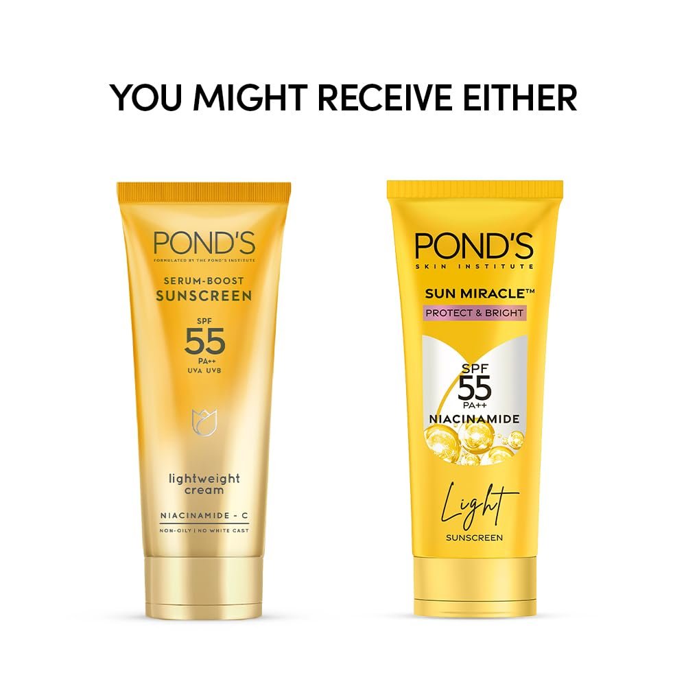 POND'S Serum boost sunscreen For All skin types prevent and fade dark patches with the power of SPF 55 and NIACINAMIDE-C Serum 100g thumbnail