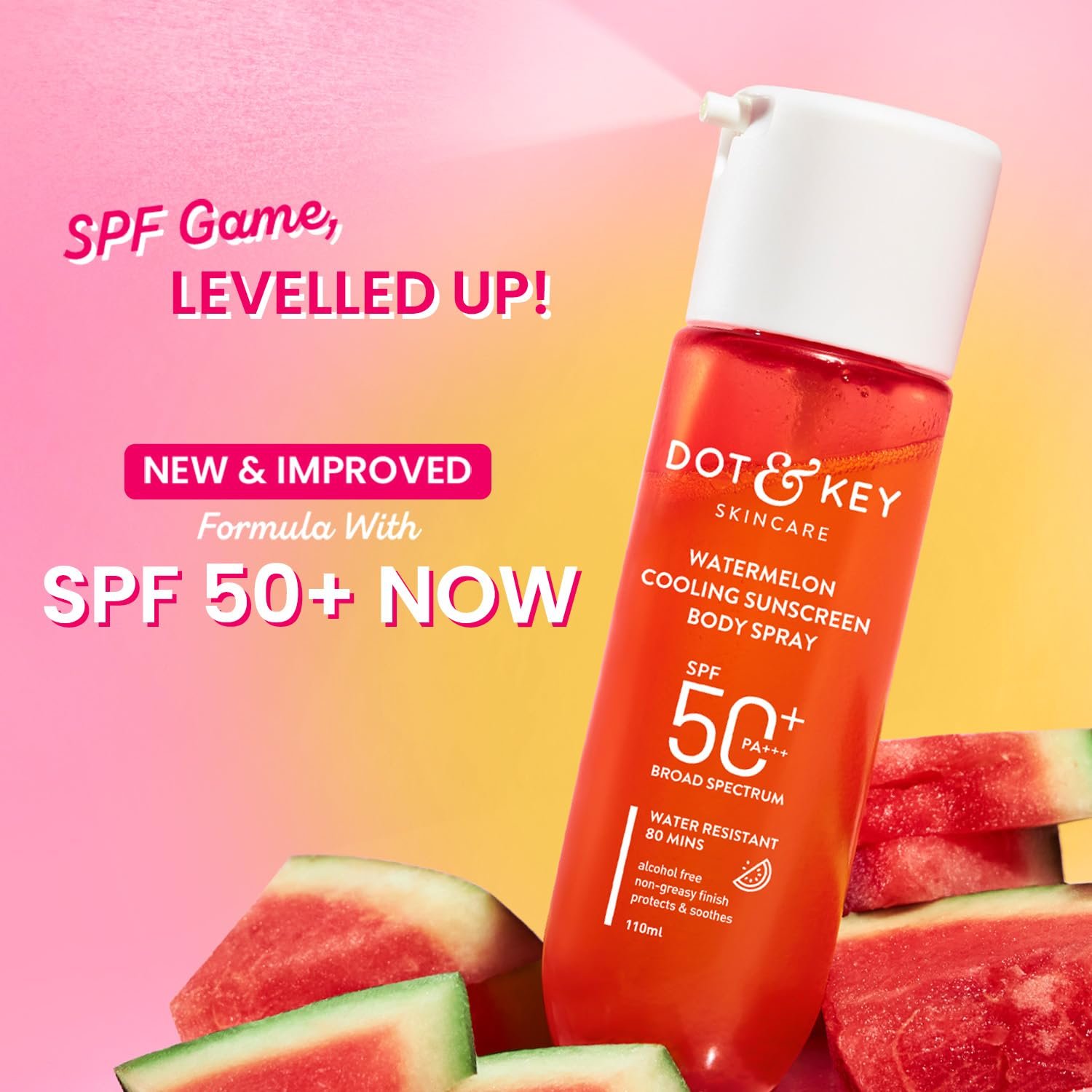 DOT & KEY Watermelon Cooling Sunscreen Body Spray Spf 50 Pa+++ For All Skin Types - 110Ml thumbnail