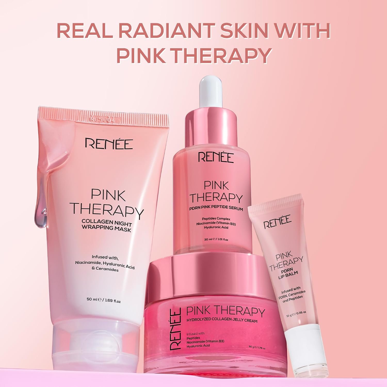 RENEE Pink Therapy PDRN Overnight Lip Repairing & Moisturising Lip Balm For Dry, Chapped Lips | Glossy Finish, Revives Lip Barrier & Improves Elasticity | 10g thumbnail