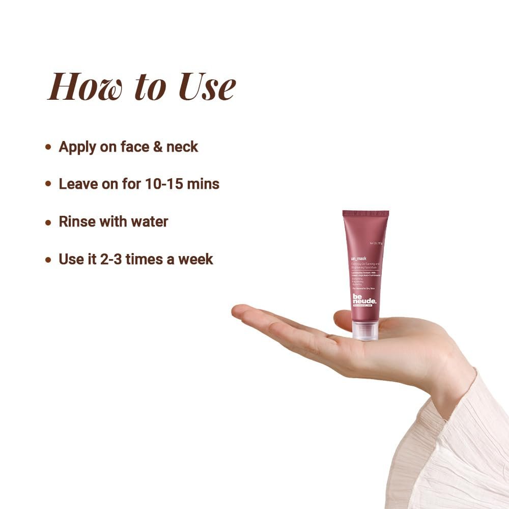 Be Neude un_mask Instant De-Tanning, Hydrating & Brightening Face Mask | Dry Skin-Friendly Facial Mask for Smooth, Soft & Radiant-Looking Skin | 15ml thumbnail