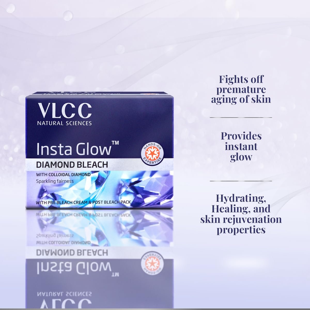 VLCC Insta Glow Diamond Bleach - 402g | With Diamond Powder For Sparkling Fairness | Skin Brightening Bleach | Minimizes Dark Spots, Reduces Facial Hair Visibility. thumbnail
