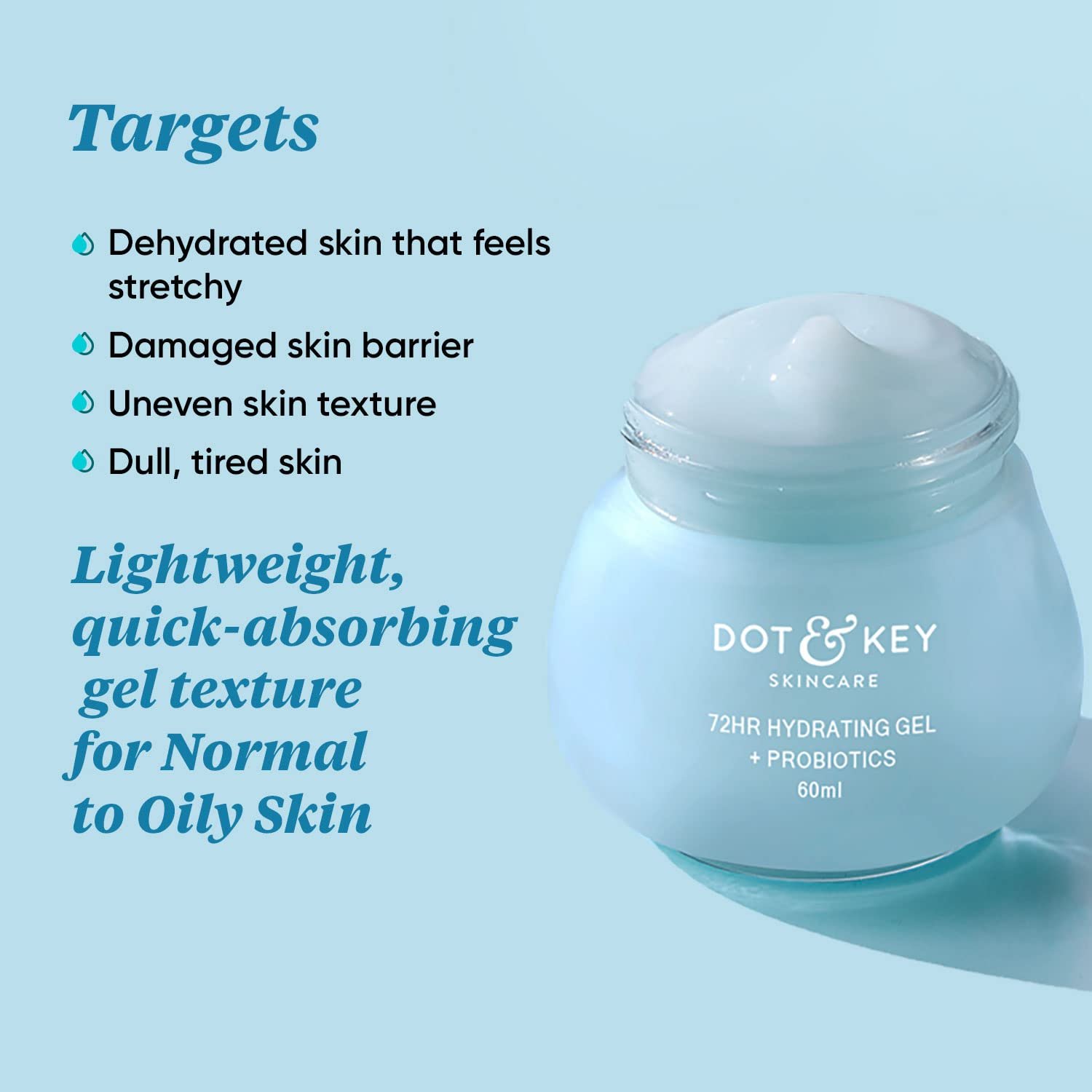 Dot & Key 72HR HYDRATING GEL + Probiotics Moisturizer for Face | With Hyaluronic Acid, Kombucha & Rice Water | Lightweight gel Moisturizer 15ml thumbnail