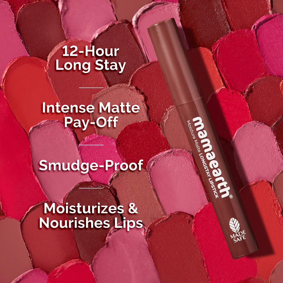 Mamaearth Moisture Matte Longstay Lipstick with Avocado Oil & Vitamin E for 12 Hour Long Stay - 2g (Hazelnut Brown) thumbnail