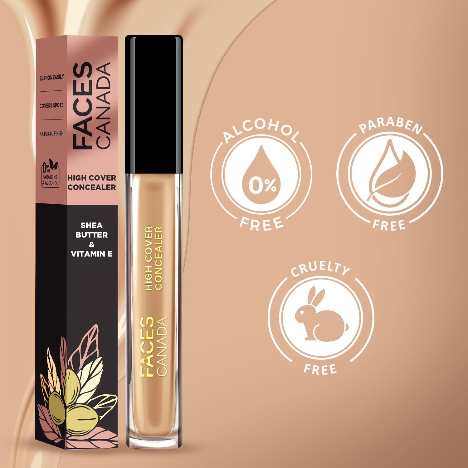 FACESCANADA High Cover Concealer - Caramel Crunch 03, 4ml | High Coverage Liquid Concealer | Blends Easily | With Shea Butter & Vitamin E thumbnail