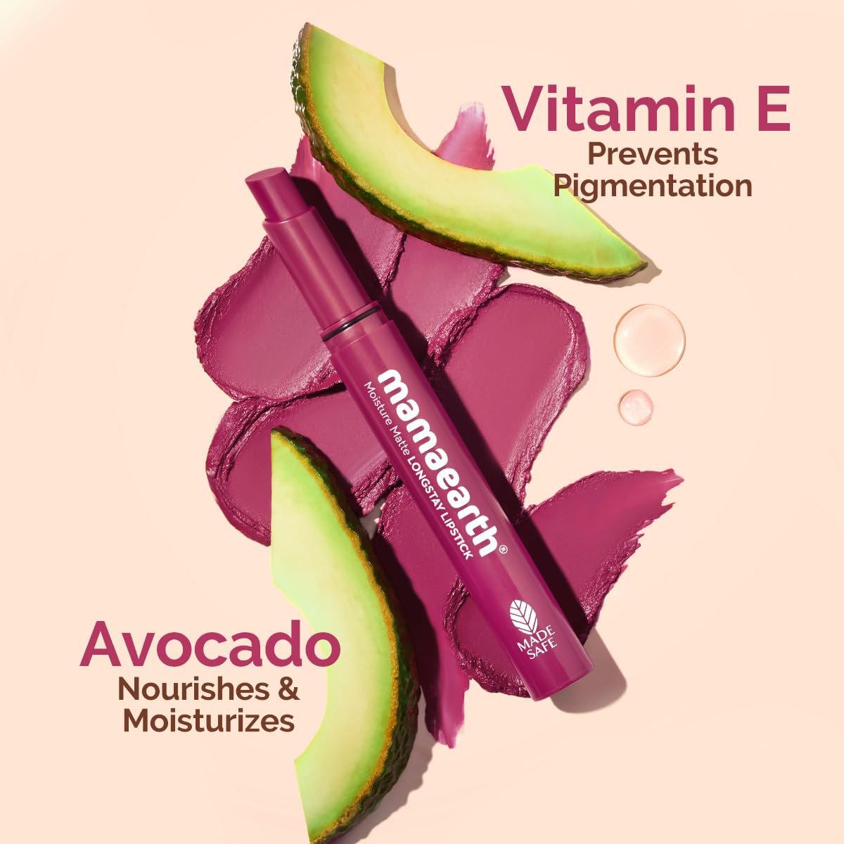 Mamaearth Moisture Matte Longstay Lipstick With Avocado Oil & Vitamin E For 12 Hour Long Stay- 10 Pink Lemonade - 2G thumbnail