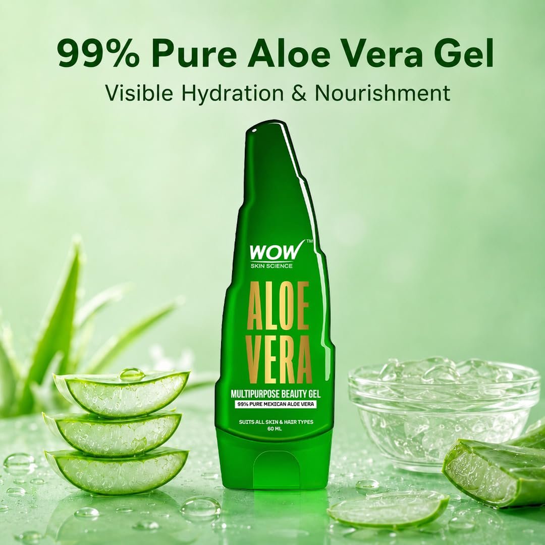 WOW Skin Science Aloe Vera Multipurpose Beauty Gel for Skin and Hair, 60 ml thumbnail